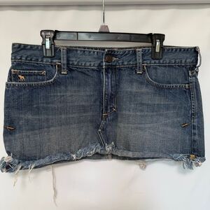 Abercrombie & Fitch y2k micro mini 11” denim cut off skirt size 10